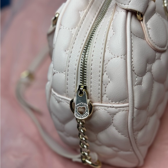 Brand New! Juicy Couture Pink Quilted Hearts Flawless Dome Satchel Purse NWT - Picture 6 of 10